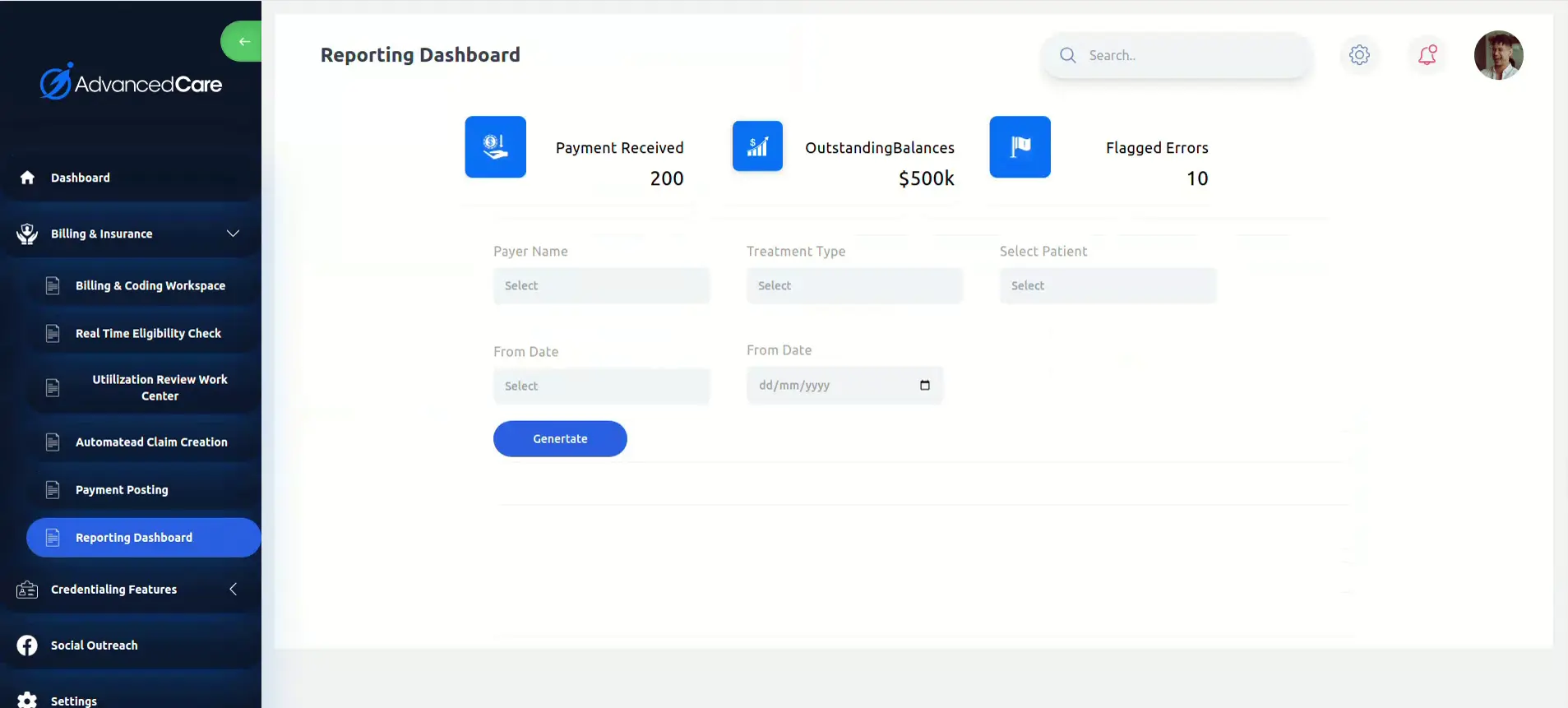 Financial Reporting Dashboard